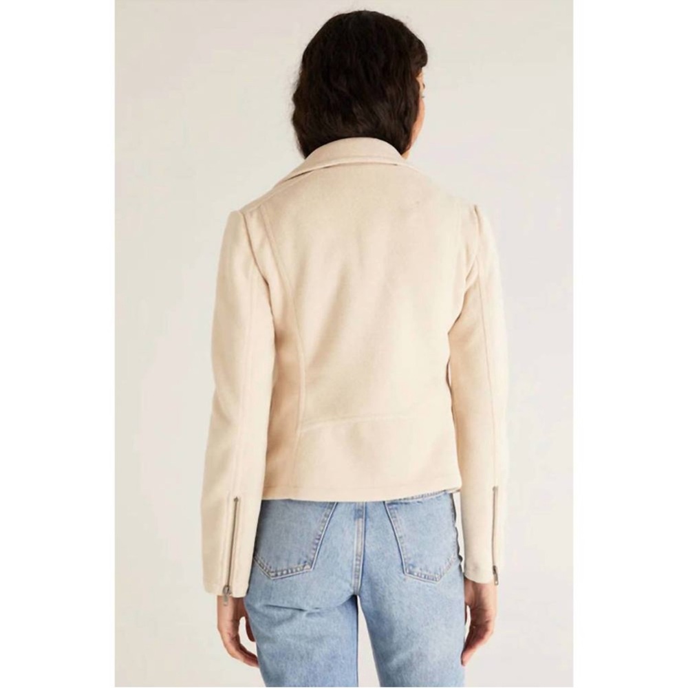 Z Supply Brandy Ecru Cream Knit Moto Jacket - Picture 2 of 13